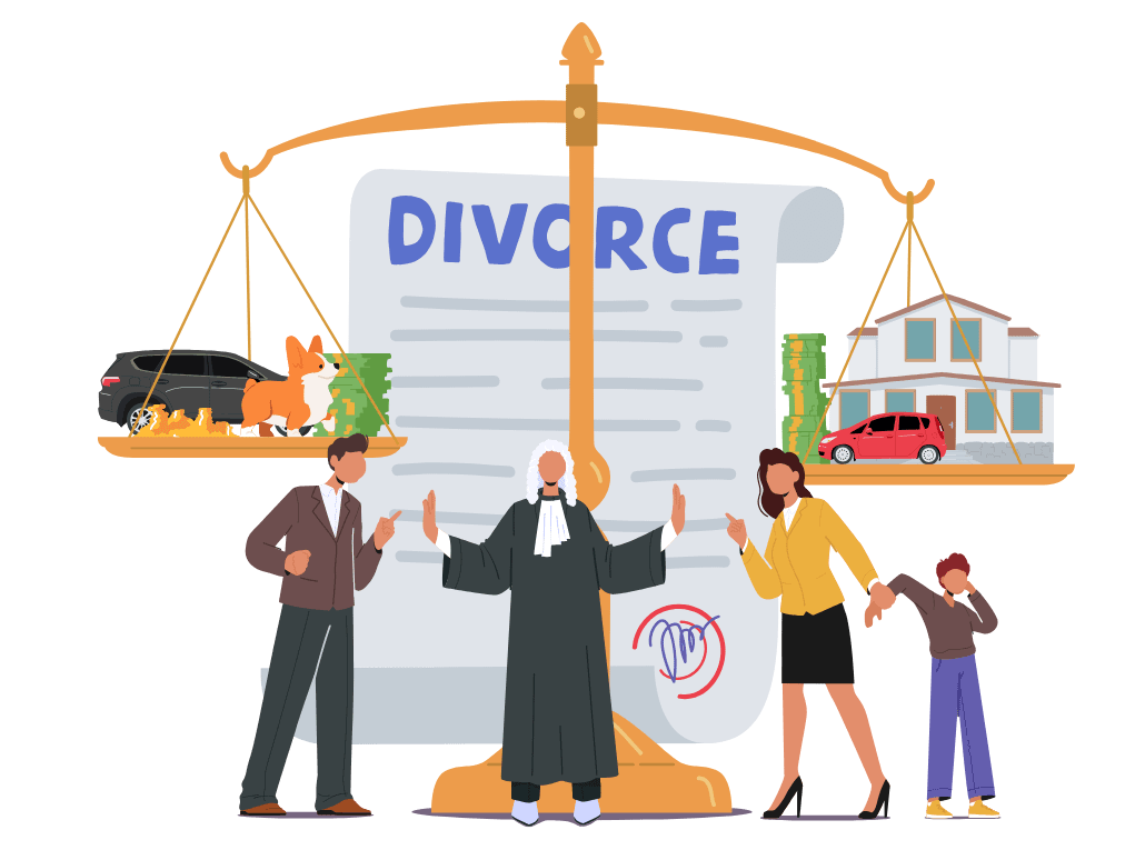 A parent and child sitting together peacefully, contrasted with a subtle legal background, representing the positive impact of divorce education.