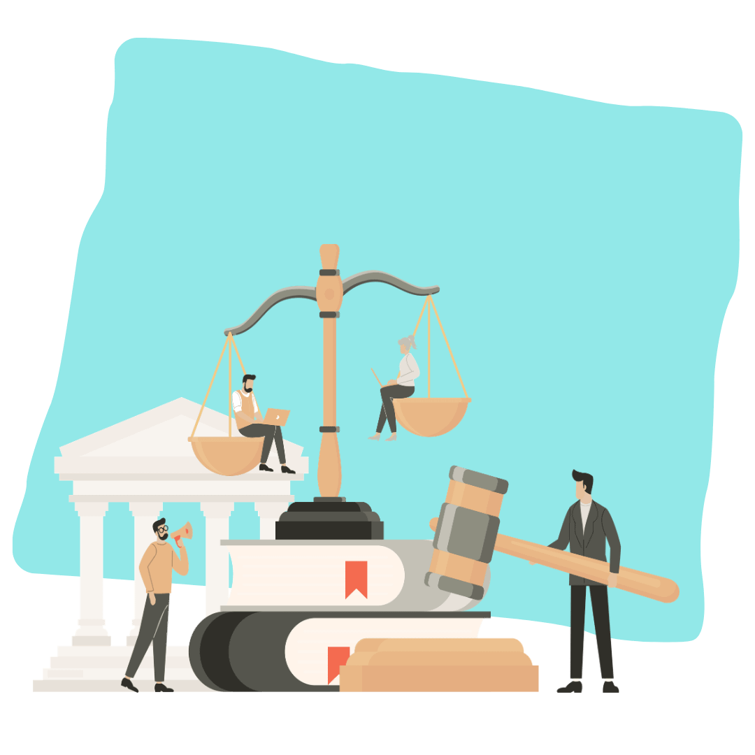 Infographic showing a judge's gavel, representing the state of Wyoming court-ordered classes.